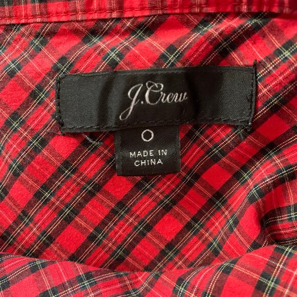 J. Crew Plaid Funnel Neck Shirt with Jeweled Buttons Size 0 - Picture 8 of 9